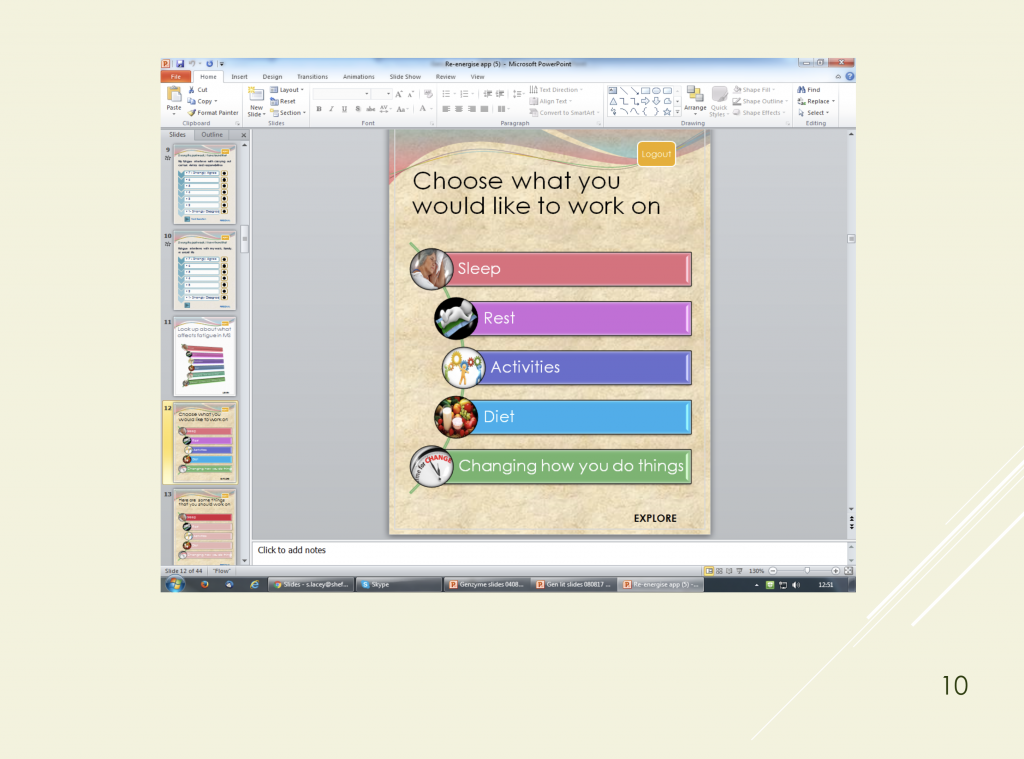 prototype of facets app in powerpoint