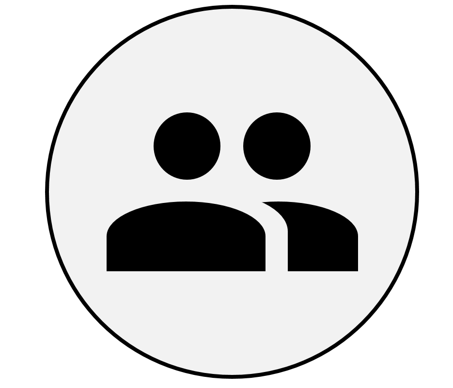 Icon with two user symbols in the middle