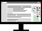 Icon Computer screen with open web page. The Easy Reading program is open on the web page.