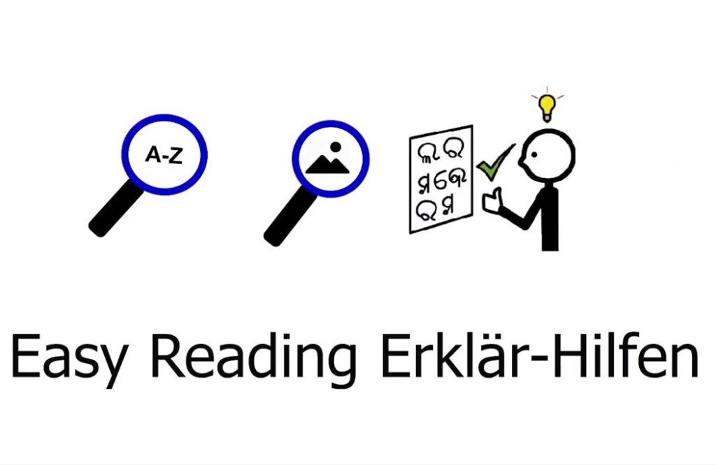 Symbole für Easy Reading Wort- und Bilderklärungs Hilfe und für Symbolsprache