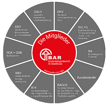 Übersicht über die Mitglieder der Bundesarbeitsgemeinschaft für Rehabilitation 