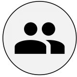 Peer-Forscher Icon with two user symbols in the middle